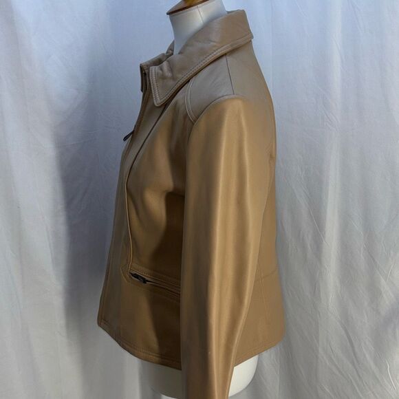 NWT Vtg Pelle Studio Wilsons Leather Jacket tan Sz L Butter soft lined - Picture 3 of 11